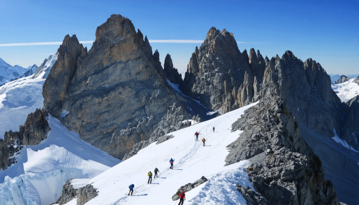 découvrez le col de la brenva à 4303 m, une voie alpine incontournable sur le flanc italien du mont-blanc, idéale pour les passionnés d'alpinisme et d'aventure en haute montagne.